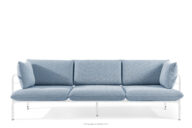 Loftowa sofa ogrodowa 3 na metalowych nogach biały/morski/biały