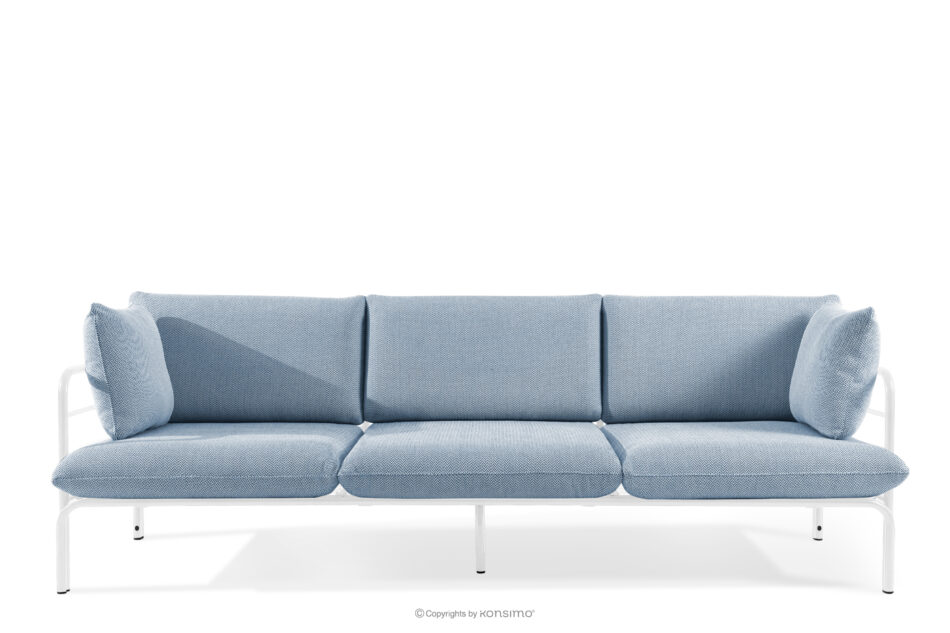 RAMBE Loftowa sofa ogrodowa 3 na metalowych nogach biały/morski/biały biały/morski/biały - zdjęcie 0