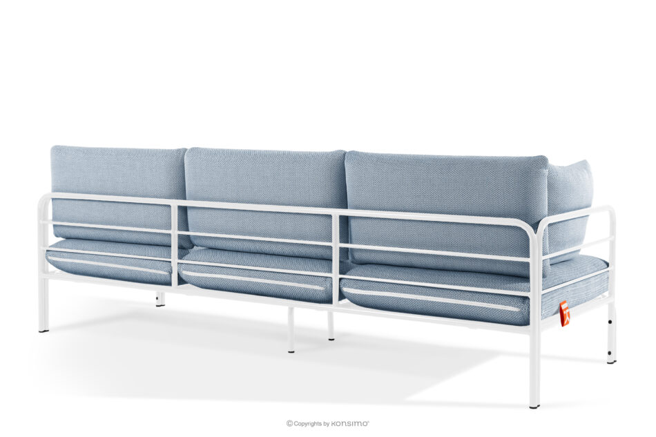 RAMBE Loftowa sofa ogrodowa 3 na metalowych nogach biały/morski/biały biały/morski/biały - zdjęcie 3