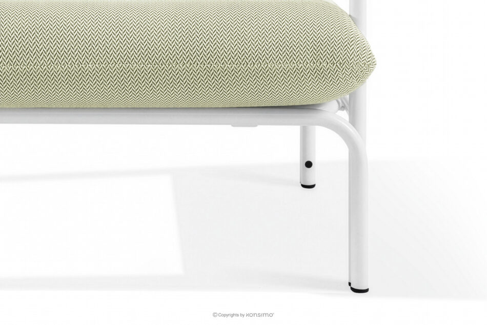 RAMBE Loftowa sofa ogrodowa 3 na metalowych nogach biały/jasny zielony/biały biały/jasny zielony/biały - zdjęcie 9