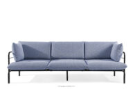 Loftowa sofa ogrodowa 3 na metalowych nogach antracytowy/granatowy/biały