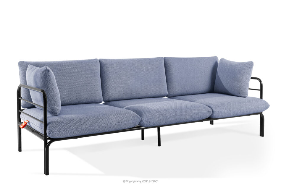 RAMBE Loftowa sofa ogrodowa 3 na metalowych nogach antracytowy/granatowy/biały antracytowy/granatowy/biały - zdjęcie 2