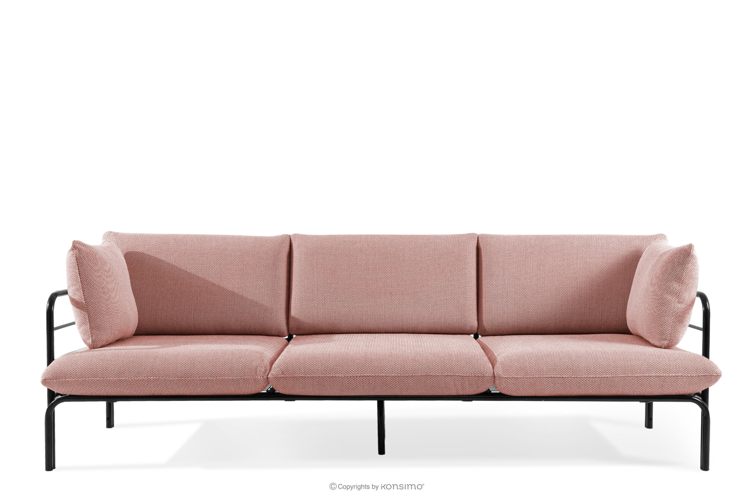 Loftowa sofa ogrodowa 3 na metalowych nogach antracytowy/czerwony/biały ...
