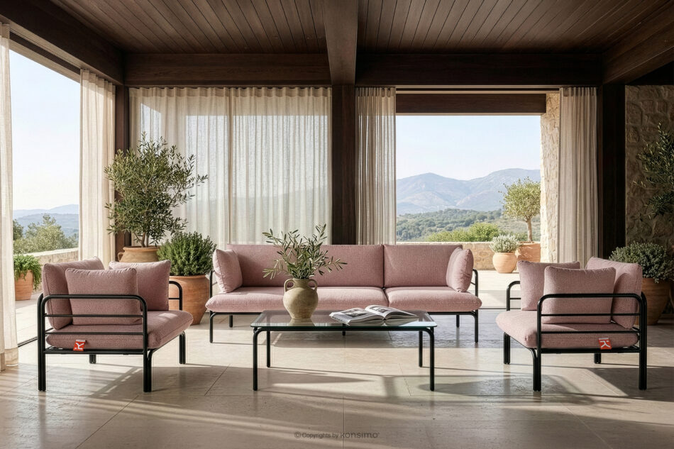 RAMBE Loftowa sofa ogrodowa 3 na metalowych nogach antracytowy/czerwony/biały antracytowy/czerwony/biały - zdjęcie 10