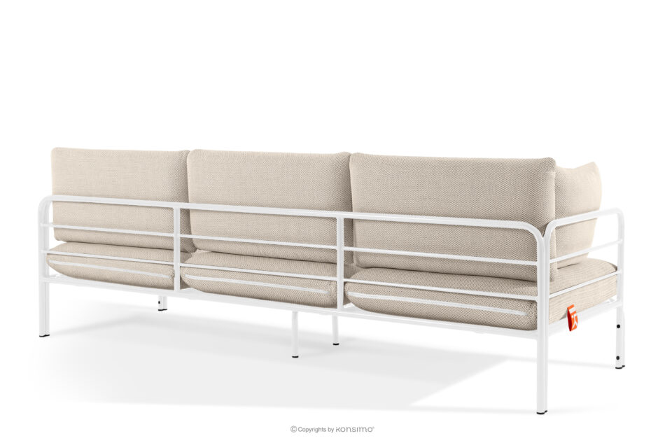 RAMBE Loftowa sofa ogrodowa 3 na metalowych nogach biały/beżowy/biały biały/beżowy/biały - zdjęcie 3