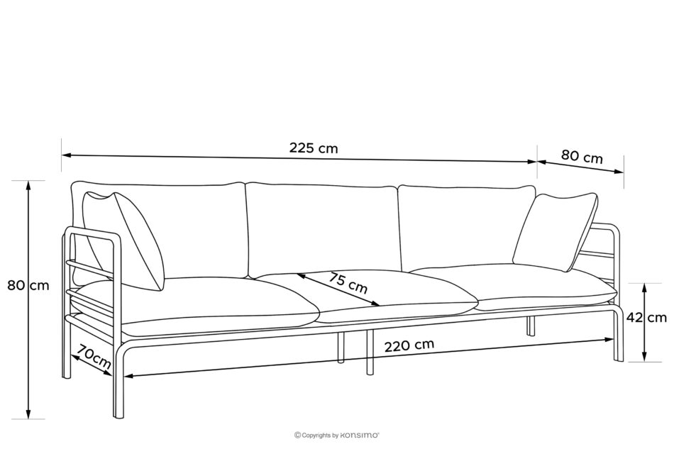 RAMBE Loftowa sofa ogrodowa 3 na metalowych nogach biały/beżowy/biały biały/beżowy/biały - zdjęcie 11