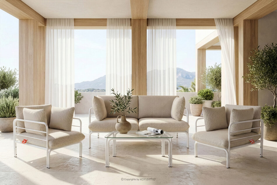 RAMBE Poduszka ogrodowa beżowy/biały beżowy/biały - zdjęcie 1