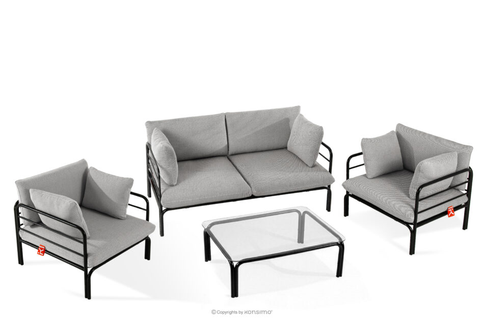 RAMBE Zestaw mebli ogrodowych 2x fotel, sofa dwuosobowa, stolik antracytowy/ciemny szary/biały antracytowy/ciemny szary/biały - zdjęcie 0