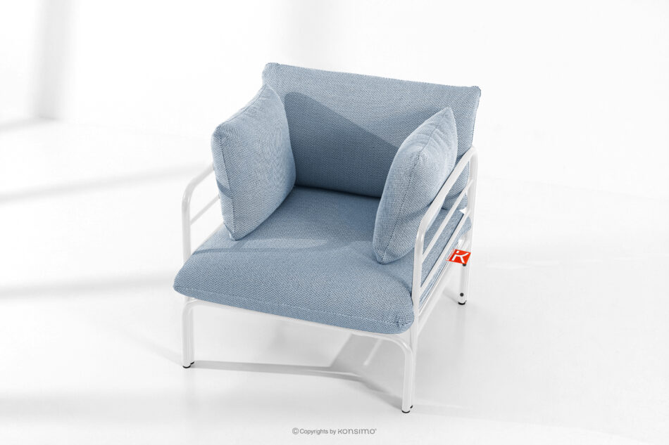 RAMBE Zestaw mebli ogrodowych 2x fotel, sofa dwuosobowa, stolik biały/morski/biały biały/morski/biały - zdjęcie 17