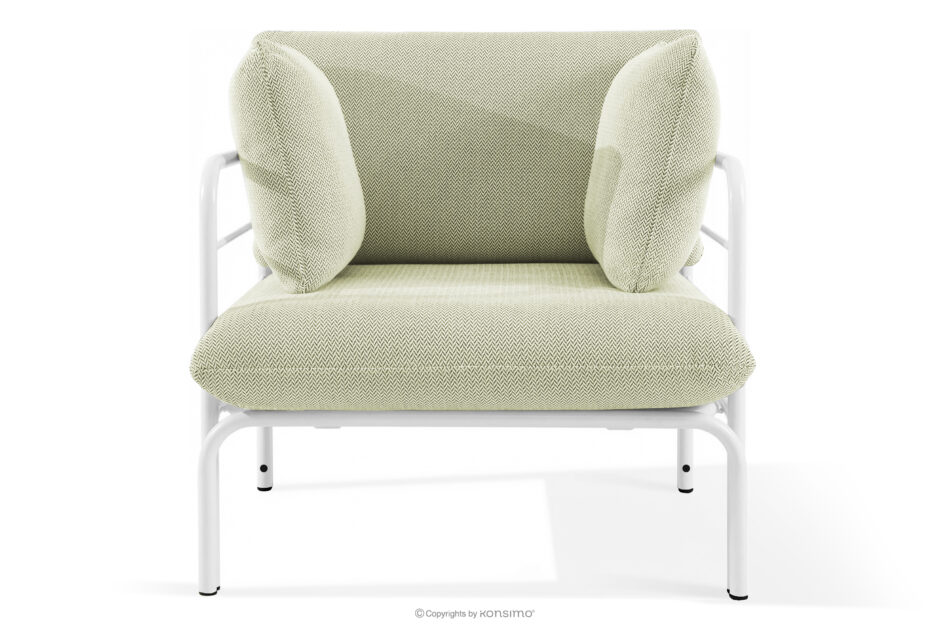 RAMBE Zestaw mebli ogrodowych 2x fotel, sofa dwuosobowa, stolik biały/jasny zielony/biały biały/jasny zielony/biały - zdjęcie 5