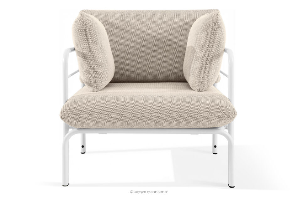 RAMBE Zestaw mebli ogrodowych 2x fotel, sofa dwuosobowa, stolik biały/beżowy/biały biały/beżowy/biały - zdjęcie 5