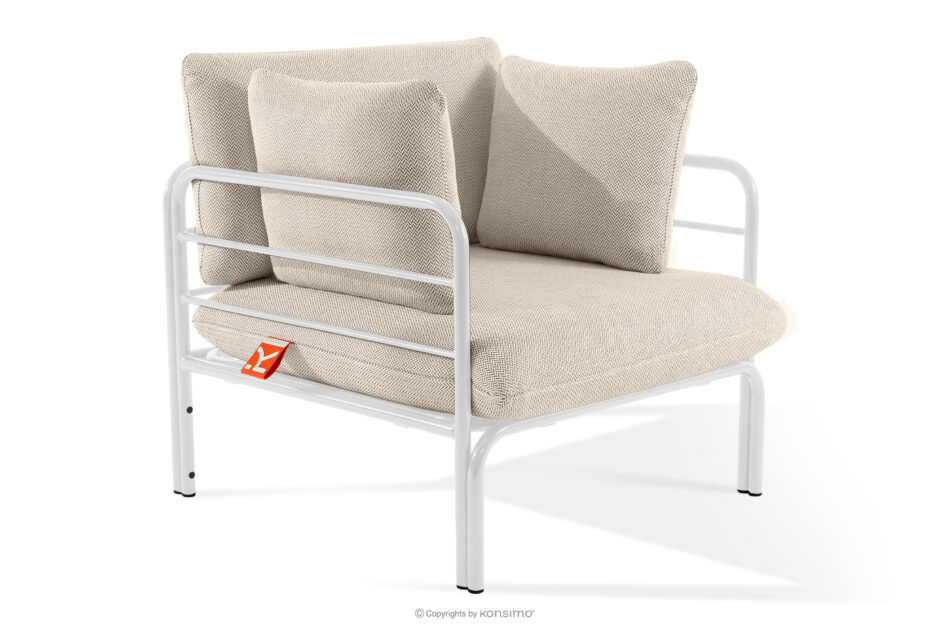 RAMBE Zestaw mebli ogrodowych 2x fotel, sofa dwuosobowa, stolik biały/beżowy/biały biały/beżowy/biały - zdjęcie 6