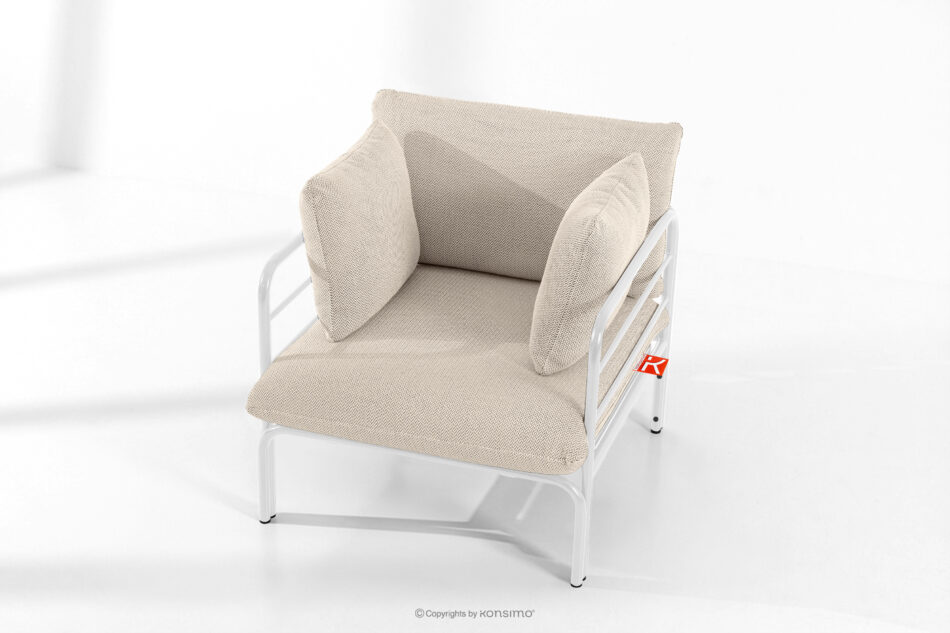 RAMBE Zestaw mebli ogrodowych 2x fotel, sofa dwuosobowa, stolik biały/beżowy/biały biały/beżowy/biały - zdjęcie 17