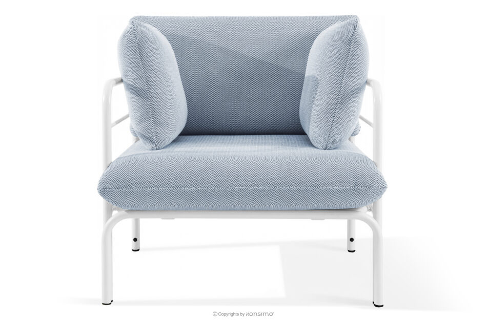 RAMBE Zestaw mebli ogrodowych 2x fotel, sofa dwuosobowa, stolik biały/błękitny/biały biały/błękitny/biały - zdjęcie 5