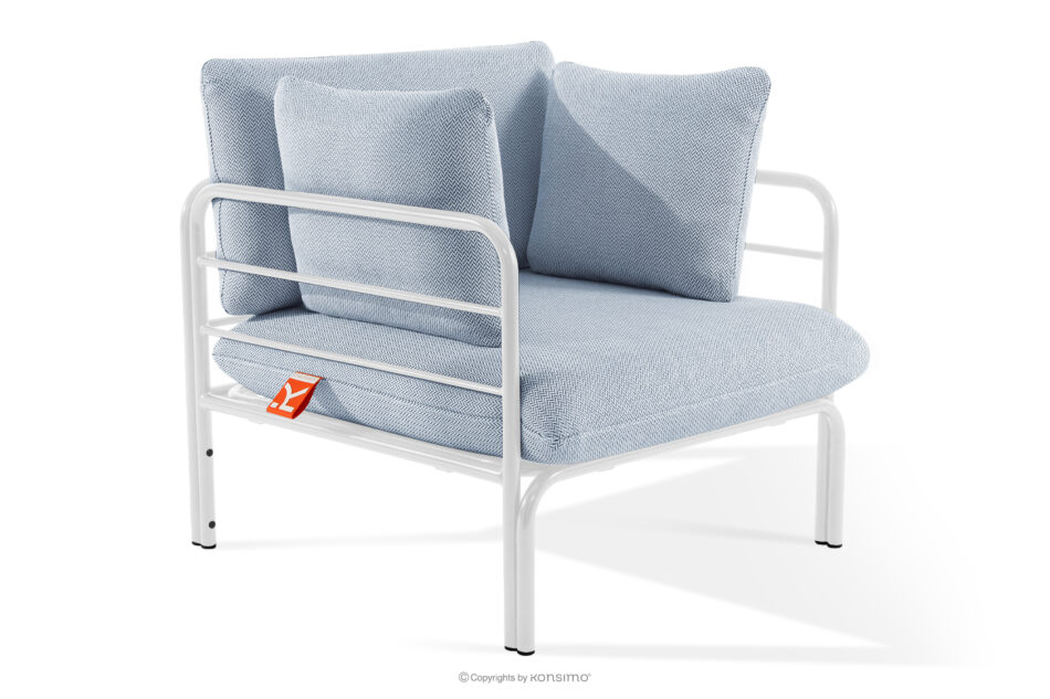 RAMBE Zestaw mebli ogrodowych 2x fotel, sofa dwuosobowa, stolik biały/błękitny/biały biały/błękitny/biały - zdjęcie 6