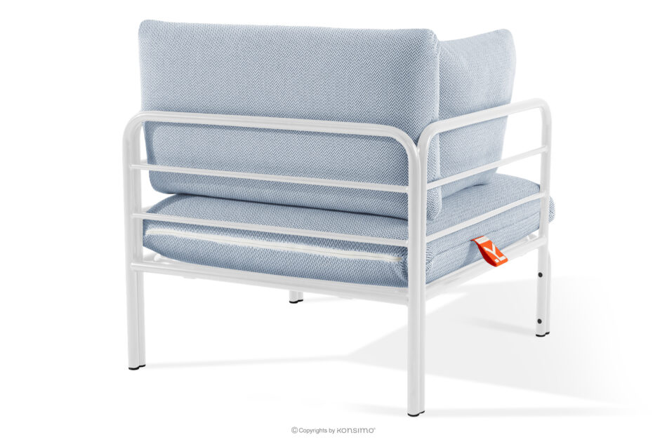RAMBE Zestaw mebli ogrodowych 2x fotel, sofa dwuosobowa, stolik biały/błękitny/biały biały/błękitny/biały - zdjęcie 7