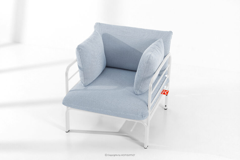 RAMBE Zestaw mebli ogrodowych 2x fotel, sofa dwuosobowa, stolik biały/błękitny/biały biały/błękitny/biały - zdjęcie 17