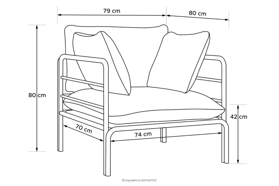 RAMBE Zestaw mebli ogrodowych 2x fotel, sofa dwuosobowa, stolik antracytowy/granatowy/biały antracytowy/granatowy/biały - zdjęcie 20