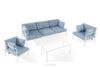RAMBE Zestaw mebli ogrodowych 2x fotel, sofa trzyosobowa, stolik biały/morski/biały biały/morski/biały - zdjęcie 1