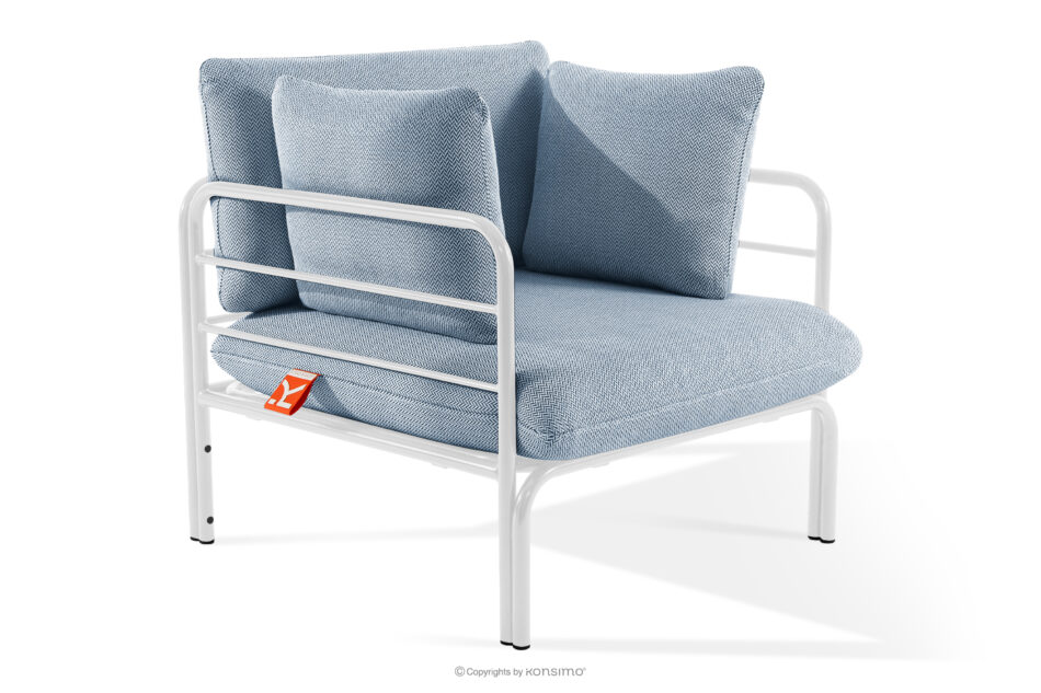 RAMBE Zestaw mebli ogrodowych 2x fotel, sofa trzyosobowa, stolik biały/morski/biały biały/morski/biały - zdjęcie 6