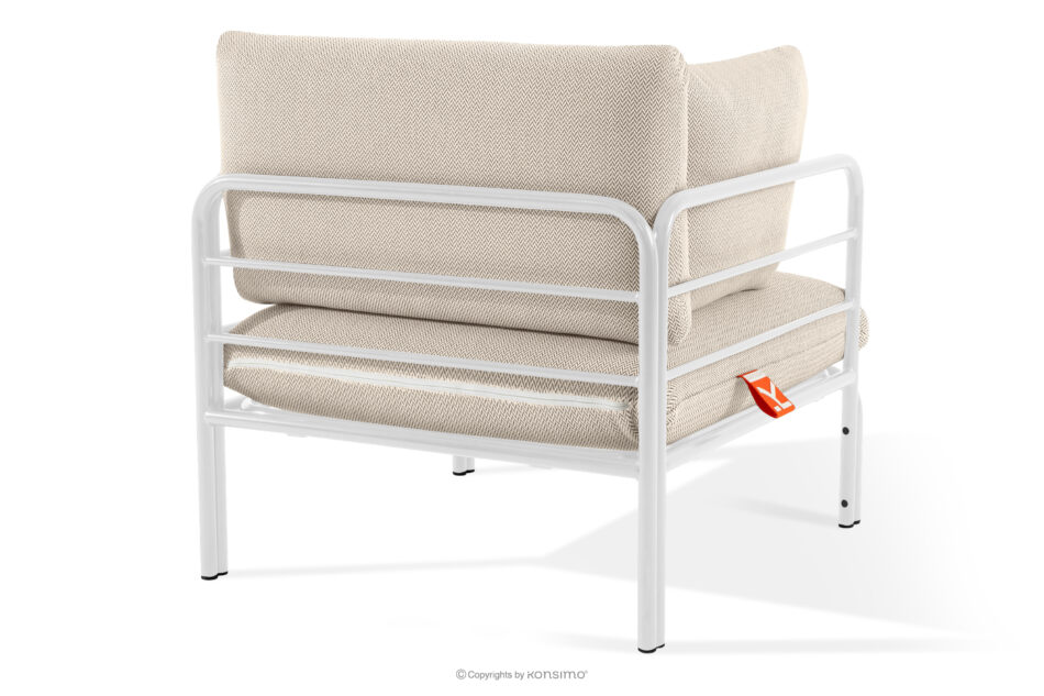 RAMBE Zestaw mebli ogrodowych 2x fotel, sofa trzyosobowa, stolik biały/beżowy/biały biały/beżowy/biały - zdjęcie 7