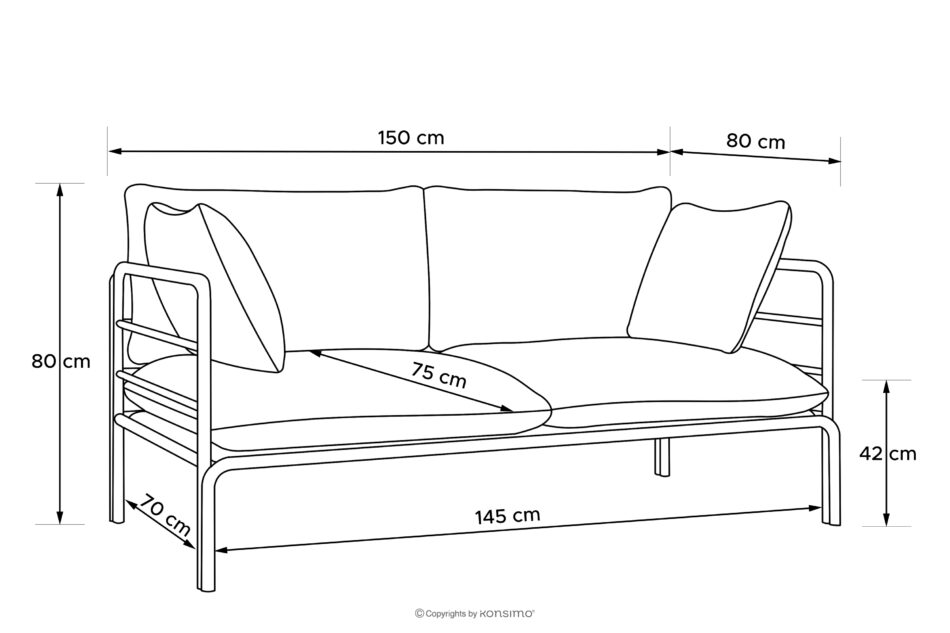 RAMBE Zestaw mebli ogrodowych 2x fotel, sofa trzyosobowa, stolik antracytowy/ciemny szary/biały antracytowy/ciemny szary/biały - zdjęcie 19