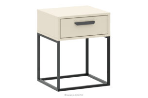 RECTUS, https://konsimo.pl/kolekcja/rectus/ Kremowy stolik nocny z szufladą kremowy/czarny - zdjęcie