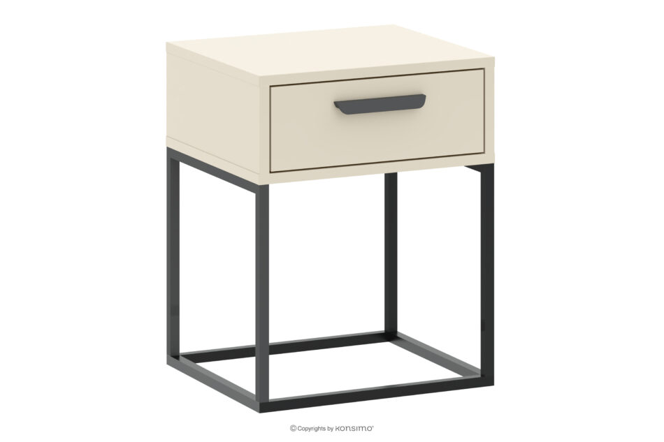 RECTUS Kremowy stolik nocny z szufladą kremowy/czarny - zdjęcie 0