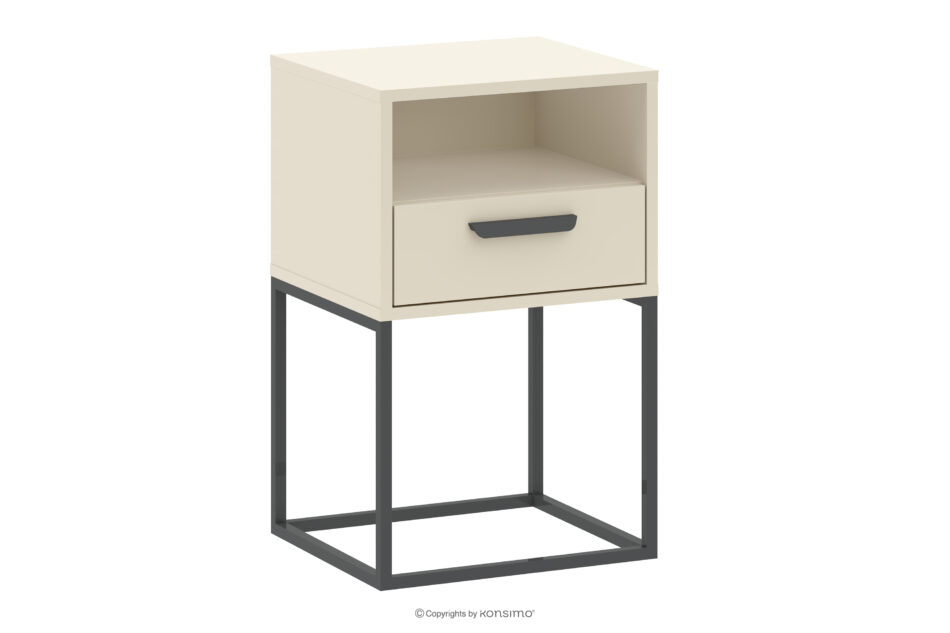 RECTUS Mały stolik nocny z szufladą kremowy kremowy/czarny - zdjęcie 0