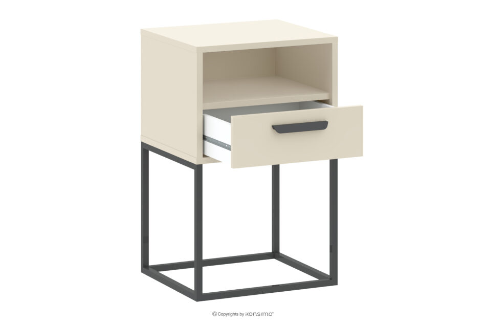 RECTUS Mały stolik nocny z szufladą kremowy kremowy/czarny - zdjęcie 2