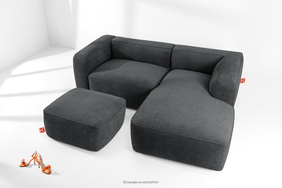 FUBBO Miękka pufa w tkaninie plecionej antracytowy antracytowy - zdjęcie 4