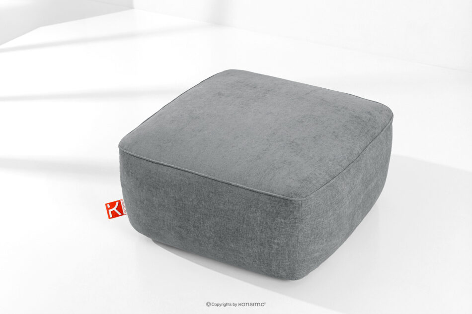 FUBBO Miękka pufa w tkaninie plecionej szary szary - zdjęcie 1