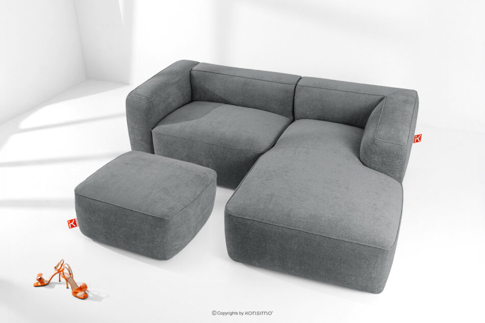 FUBBO Miękka pufa w tkaninie plecionej szary szary - zdjęcie 4