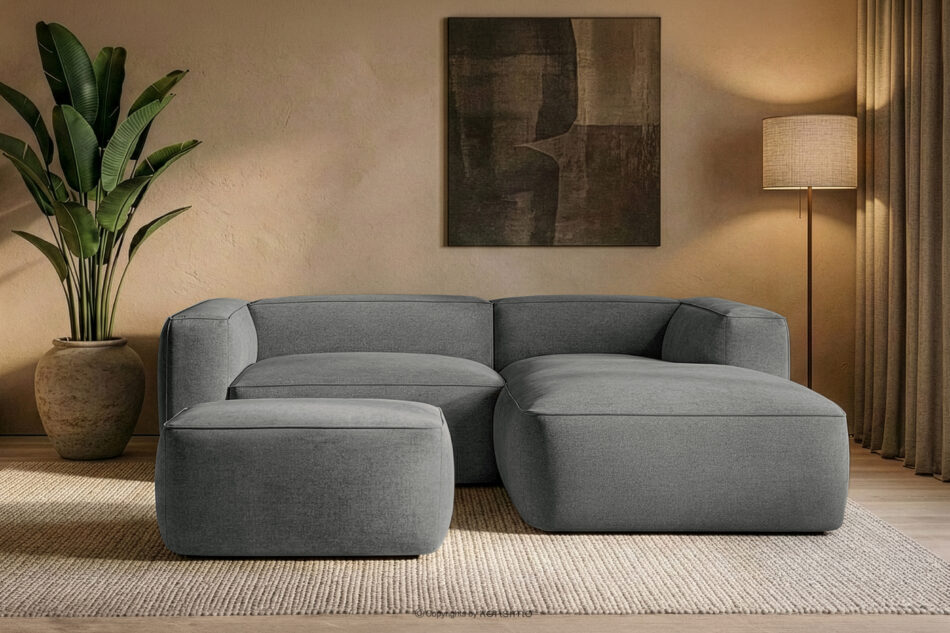 FUBBO Miękka pufa w tkaninie plecionej szary szary - zdjęcie 5