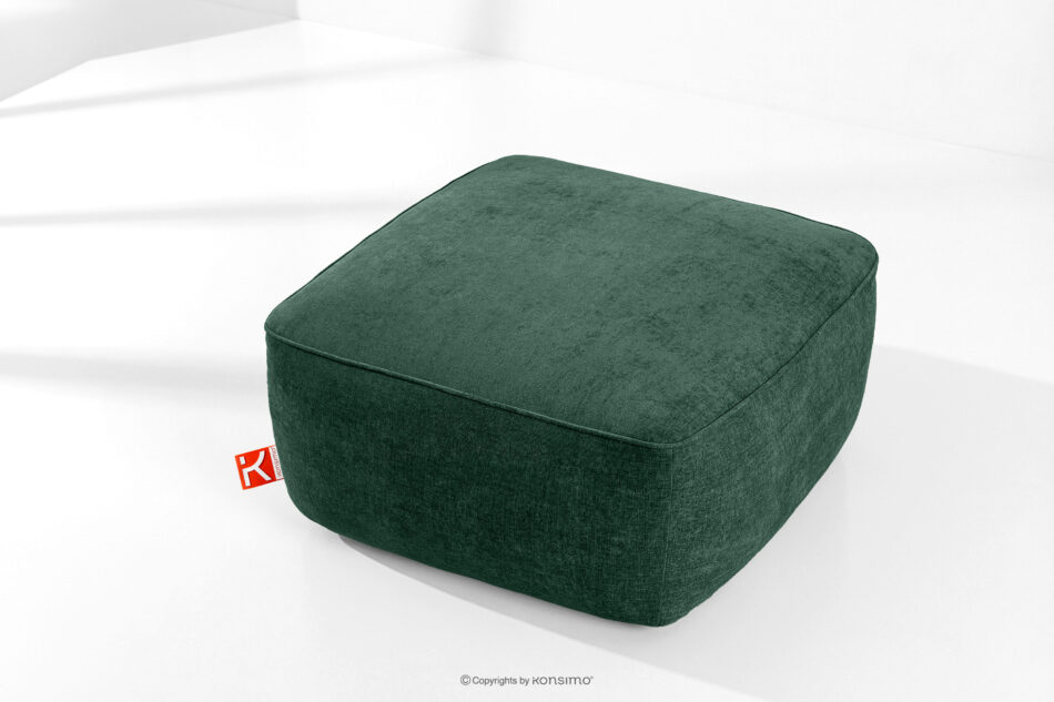 FUBBO Miękka pufa w tkaninie plecionej ciemny zielony ciemny zielony - zdjęcie 1