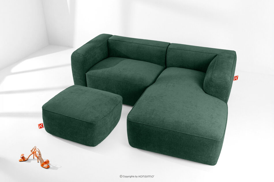 FUBBO Miękka pufa w tkaninie plecionej ciemny zielony ciemny zielony - zdjęcie 4