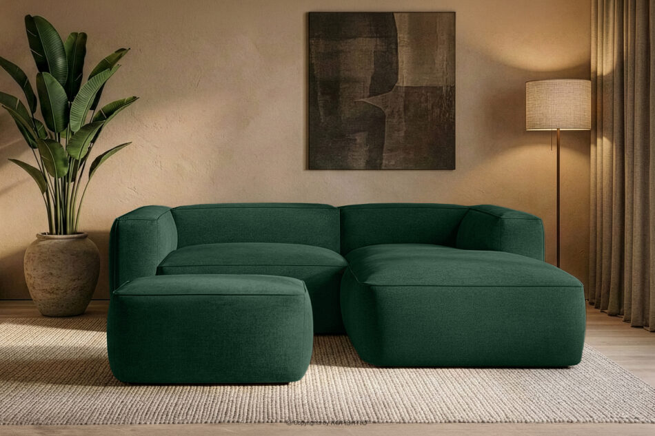 FUBBO Miękka pufa w tkaninie plecionej ciemny zielony ciemny zielony - zdjęcie 5