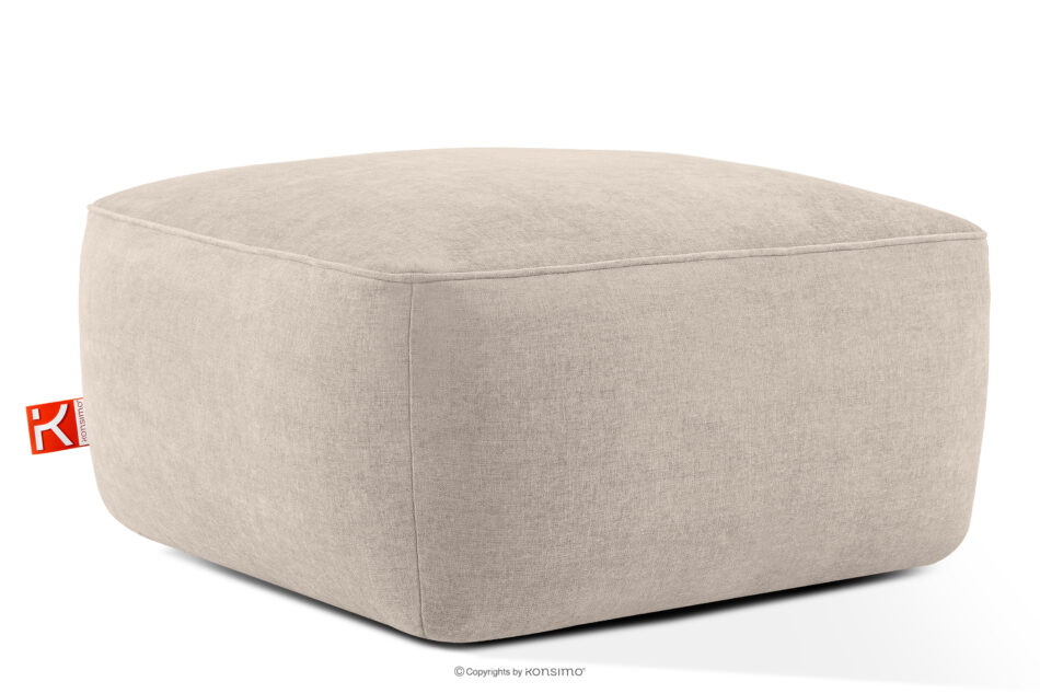 FUBBO Miękka pufa w tkaninie plecionej kremowy kremowy - zdjęcie 2