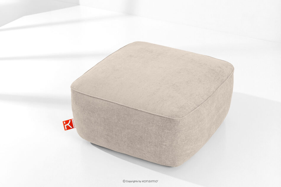 FUBBO Miękka pufa w tkaninie plecionej kremowy kremowy - zdjęcie 1