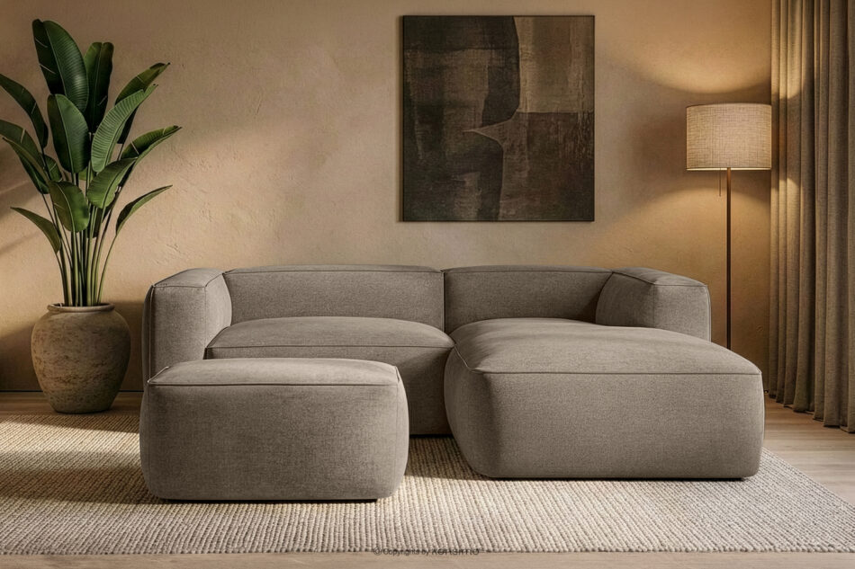 FUBBO Miękka pufa w tkaninie plecionej beżowy beżowy - zdjęcie 5