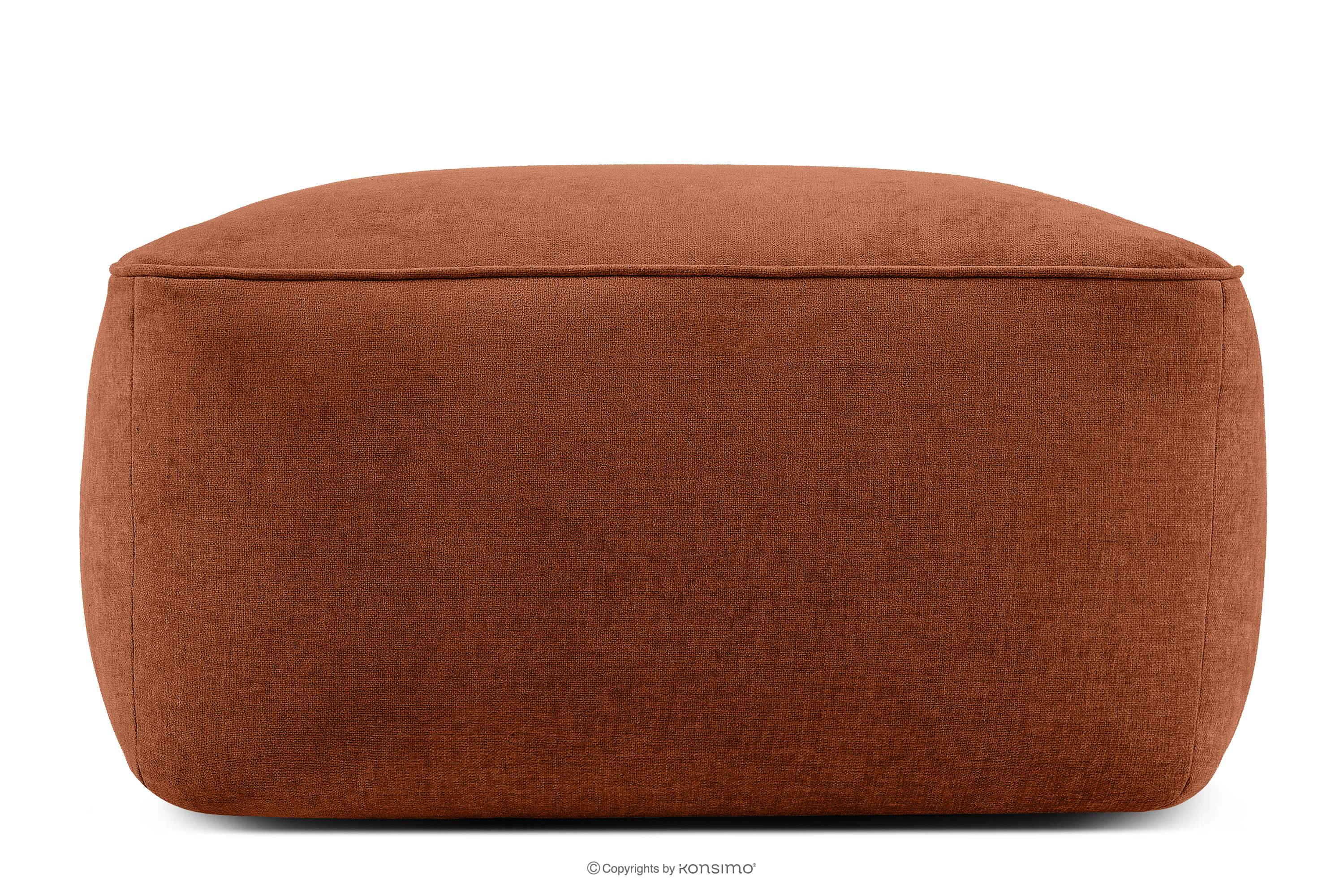 Miękka pufa w tkaninie plecionej rudy