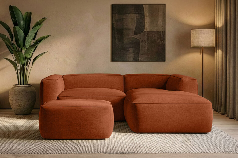 FUBBO Miękka pufa w tkaninie plecionej rudy rudy - zdjęcie 5