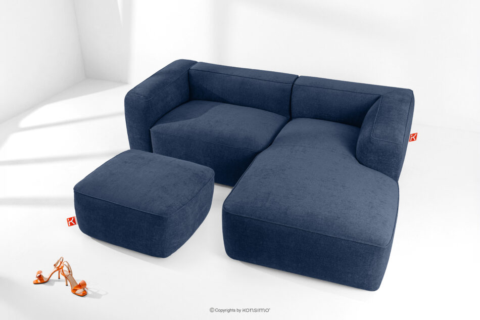 FUBBO Miękka pufa w tkaninie plecionej granatowy granatowy - zdjęcie 4