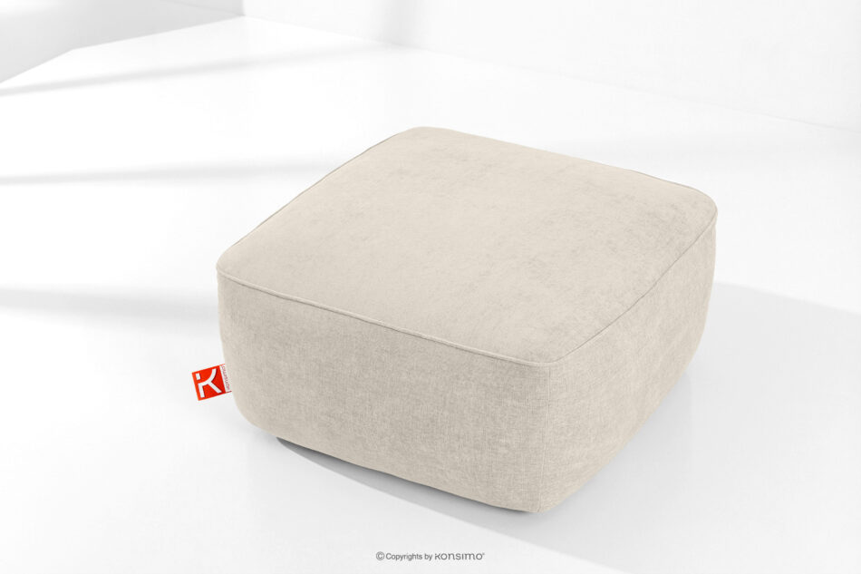 FUBBO Miękka pufa w tkaninie plecionej ecru ecru - zdjęcie 1