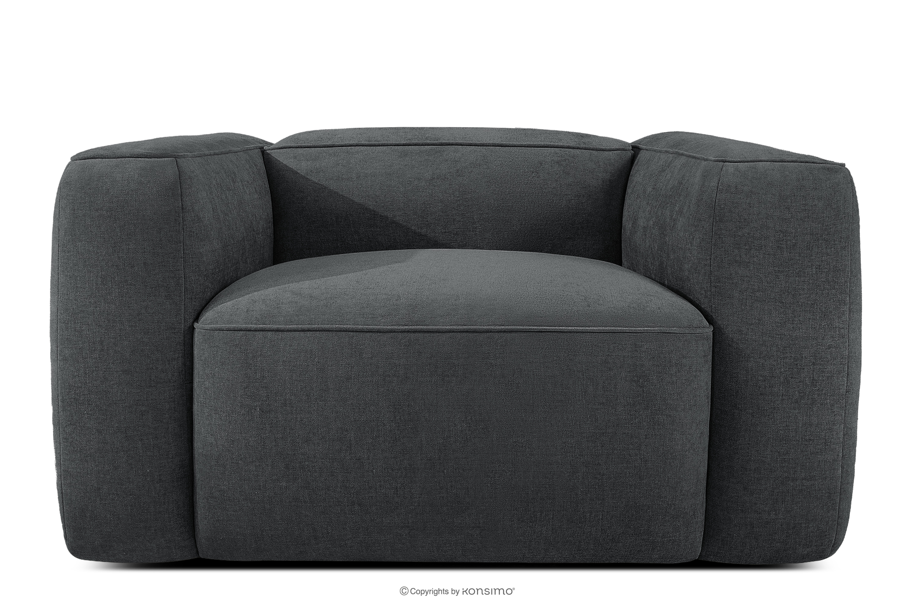 Miękki fotel w tkaninie plecionej antracytowy