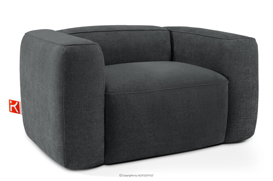 FUBBO Miękki fotel w tkaninie plecionej antracytowy antracytowy - zdjęcie 2