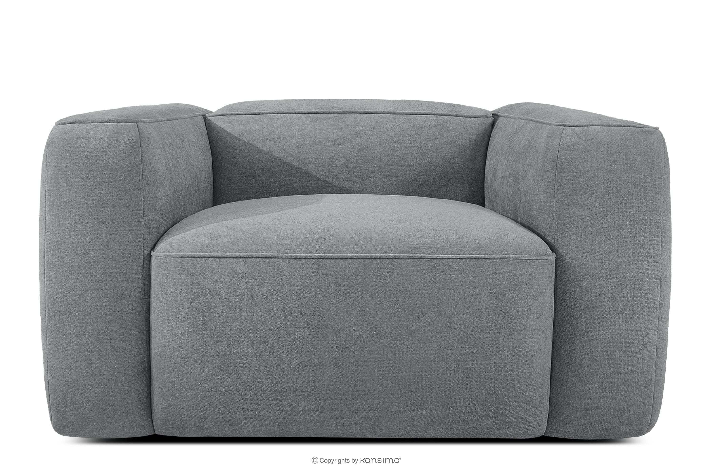 Miękki fotel w tkaninie plecionej szary