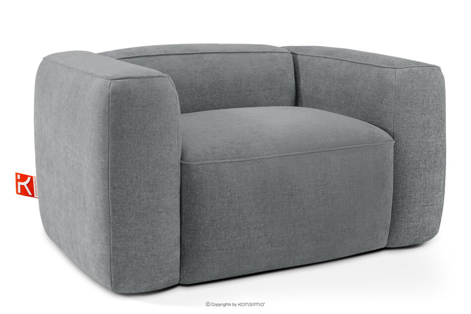 FUBBO Miękki fotel w tkaninie plecionej szary szary - zdjęcie 2