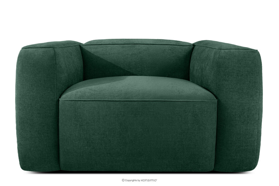 FUBBO Miękki fotel w tkaninie plecionej ciemny zielony ciemny zielony - zdjęcie 0