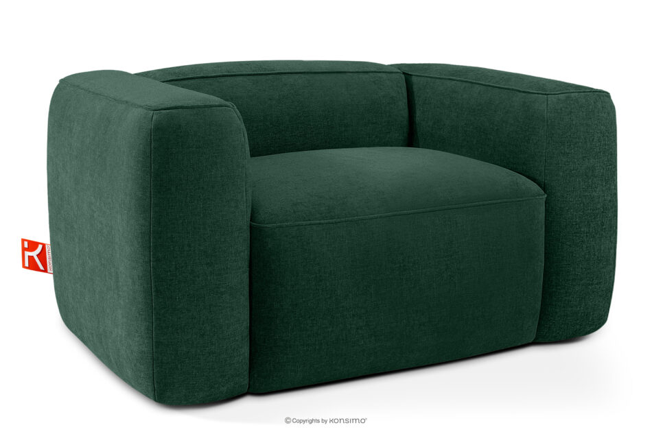 FUBBO Miękki fotel w tkaninie plecionej ciemny zielony ciemny zielony - zdjęcie 2